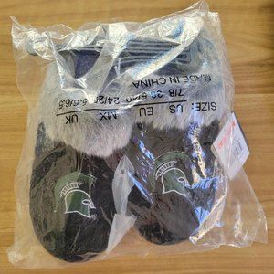 Black Michigan State University Spartan Slippers